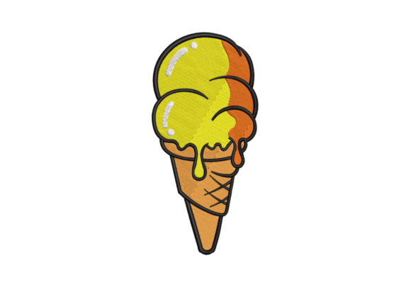 Coned Ice Cream Embroidery Design