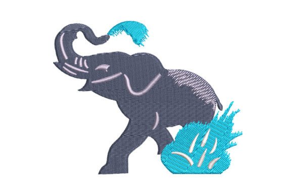 Elephant in Water Embroidery Design