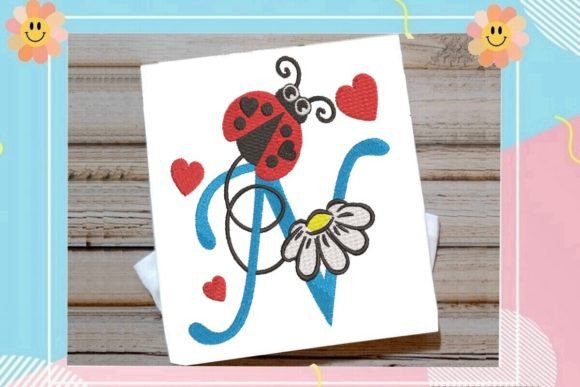 Ladybug N Letter Monogram