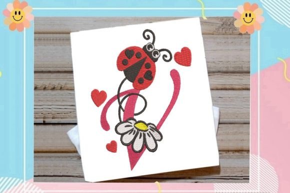 Ladybug V Letter Monogram