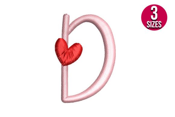 Letter D with Heart Embroidery Design