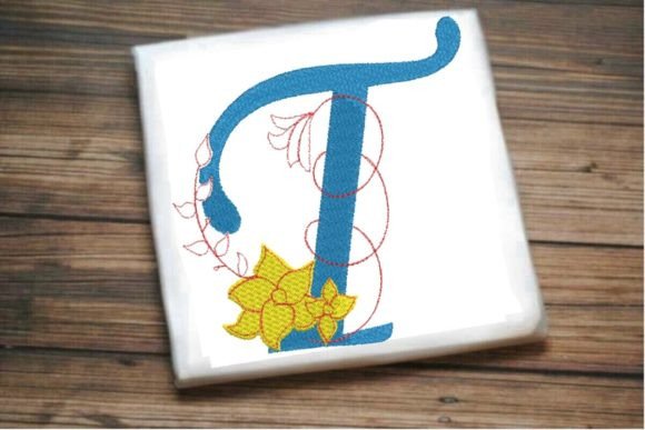 T Letter Vine Monogram Flower