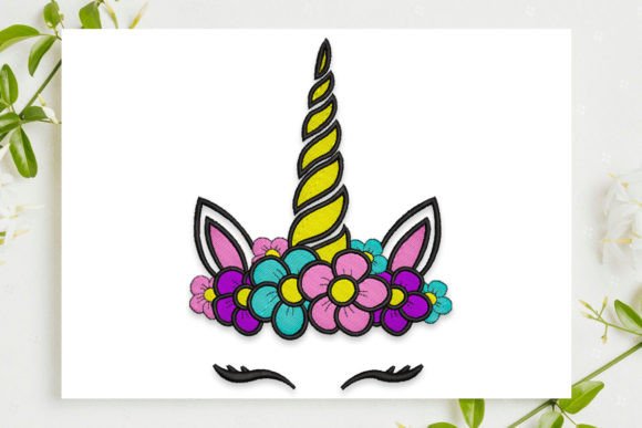 Unicorn Face Embroidery Design