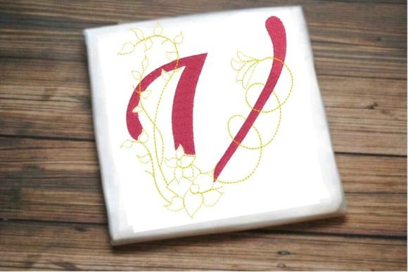 V Letter Vine Monogram Flower